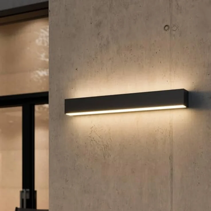 Lucande LED Wandleuchte Lengo, moderne Außenwandleuchte in Schwarz aus Aluminium, 1-flammig, IP65 Schutz, energiesparendes LED Leuchtmittel inklusive – Bild 3