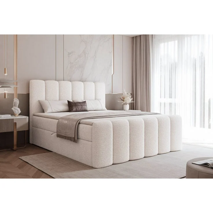 Compleo Boxbett BUBBLE, Wolkenbett, Bequem, Bonell, Topper, Doppelbett gepolstertes Kopfteil mit Bettkasten – Bild 1