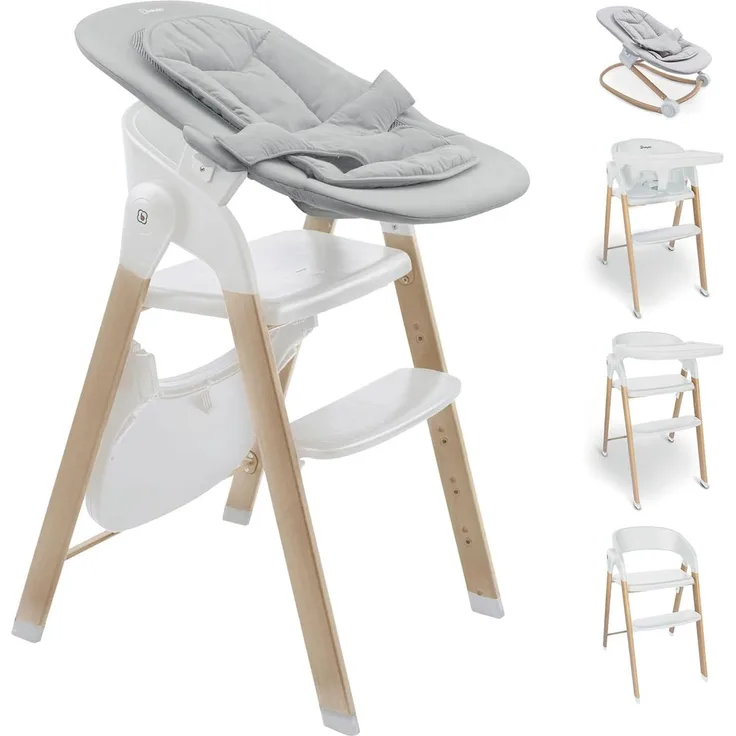 BabyGO Levels Hochstuhl-Set Kinderhochstuhl weiß mit Bouncer