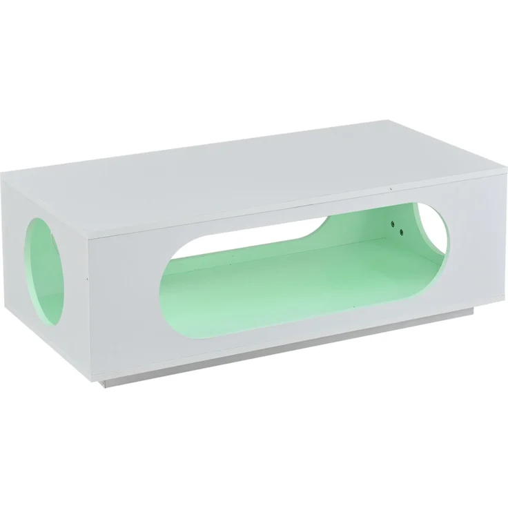 Couchtisch 100 x 50 x 35 cm mit LED-App-Steuerung, Kabelmanagement, MDF in Weiß Hochglanz – Bild 6