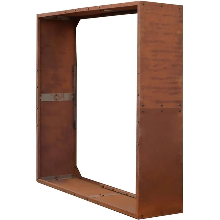 Cortenstahl Sichtschutzwand Brennholzregal 150x150x38 cm Rost Holzlager Edelrost – Bild 12