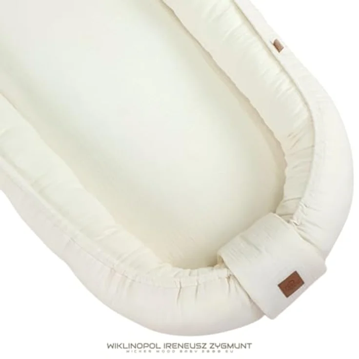 WIKLINOPOL Babynest, Nestchen für Neugeborene – Baby Nestchen 80x46 cm in Ecru, Tragbares Nest aus Musselin - Baby Nest für Neugeborene mit herausnehmbarer Matratze – Bild 5