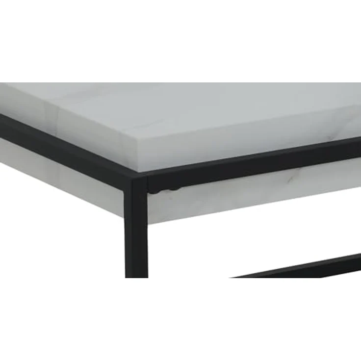 Hela Tische, Couchtisch Carlos, Dicke Tischplatte 10 cm, Marmoroptik Weiß, Metallrahmen pulverbeschichtet Schwarz – Bild 6