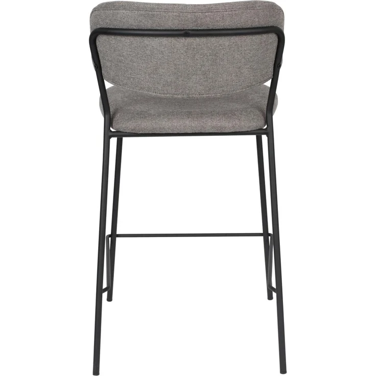 Barhocker Jolien im 2er-Set, Theken- und Küchenhocker mit gepolstertem Sitz aus 100% Stoff in Grau und schwarzem Metallgestell, Sitzhöhe 65 cm – Bild 5
