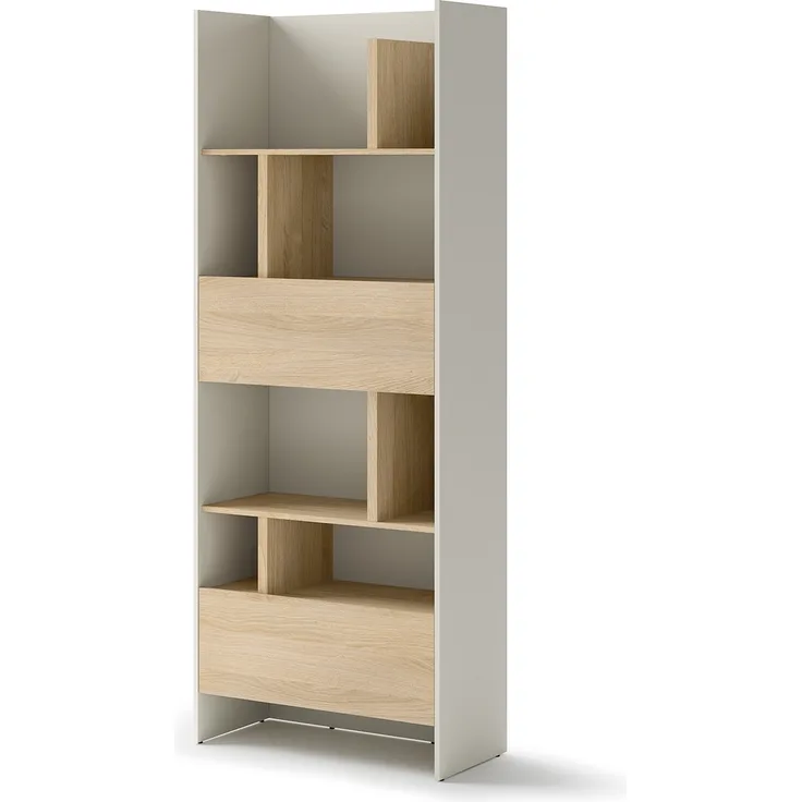 MEBLINI Schrank für Schrankbett Bed Concept - Hochschrank mit Regalen, Fächern und Schublade - BC-22 - Kaschmir/Nagano Eiche