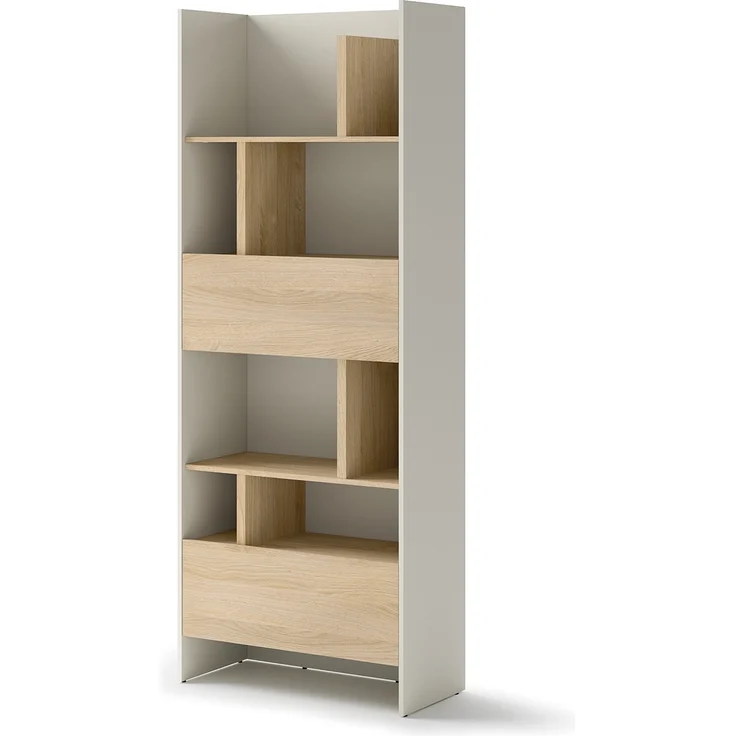 MEBLINI Schrank für Schrankbett Bed Concept - Hochschrank mit Regalen, Fächern und Schublade - BC-22 - Kaschmir/Nagano Eiche – Bild 1