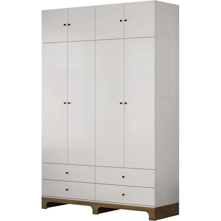 OTTO home Kleiderschrank Oslo Schlafzimmerschrank Garderobe weiß Landhaus Schlafzimmerschrank mit 4 Türen und 4 Schubladen, Breite 160cm – Bild 4