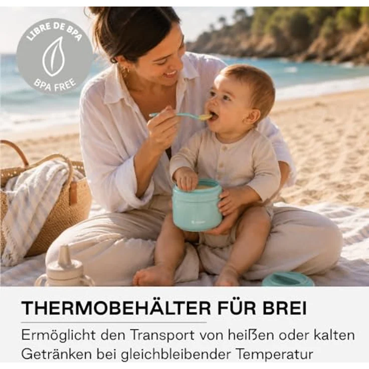 Jané Thermoskanne für Brei, Fassungsvermögen 55 cl, geeignet für Mikrowelle und Gefrierschrank, bis zu 4 Stunden, Mint – Bild 2