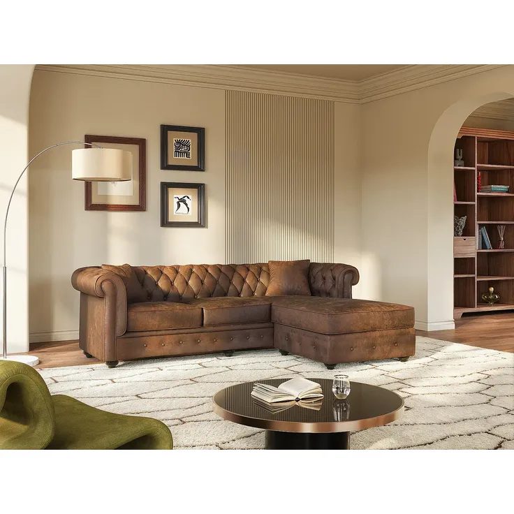 Chesterfield Ecksofa Microfaser Vintage Look TOLEDO
