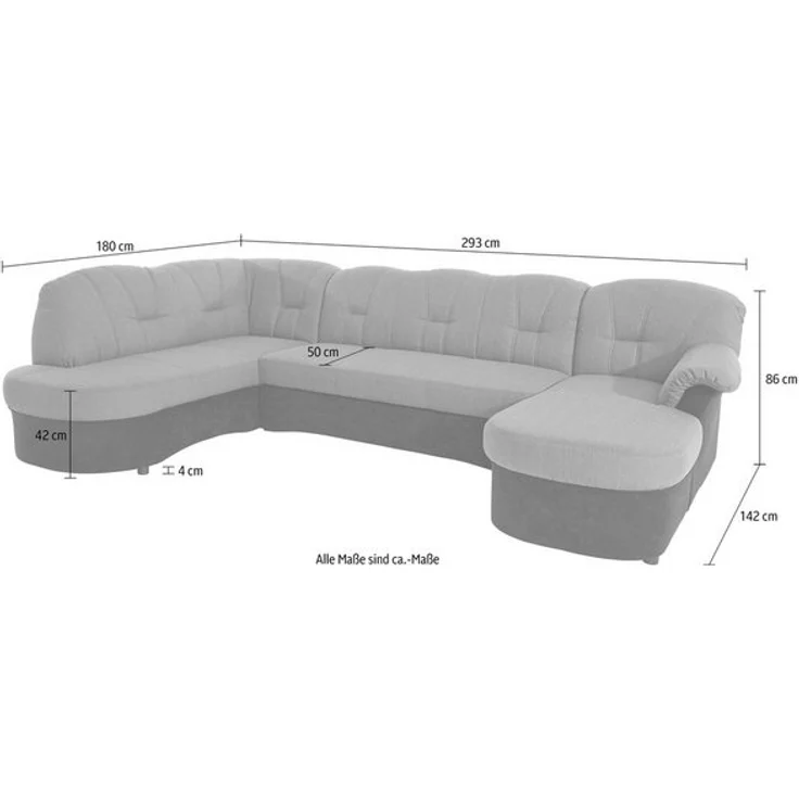 DOMO collection Wohnlandschaft Flores auch in Leder-Bezug, B/T/H: 293/180/86 cm, U-Form, 3 Teile, wahlweise mit Bettfunktion, wahlweise mit Federkern – Bild 4