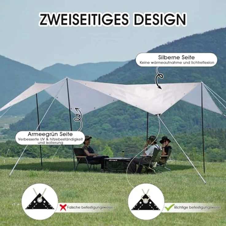 SHANNA Abdeckplane 3x4 m Wasserdicht, 180 g/m² PE Schutzplane Gewebeplane mit Ösen, UV Stabil Reißfest LKW Plane, Mehrzweck Abdeckung für Gartenmöbel Holz Pool Trampolin Auto, Weiß – Bild 5