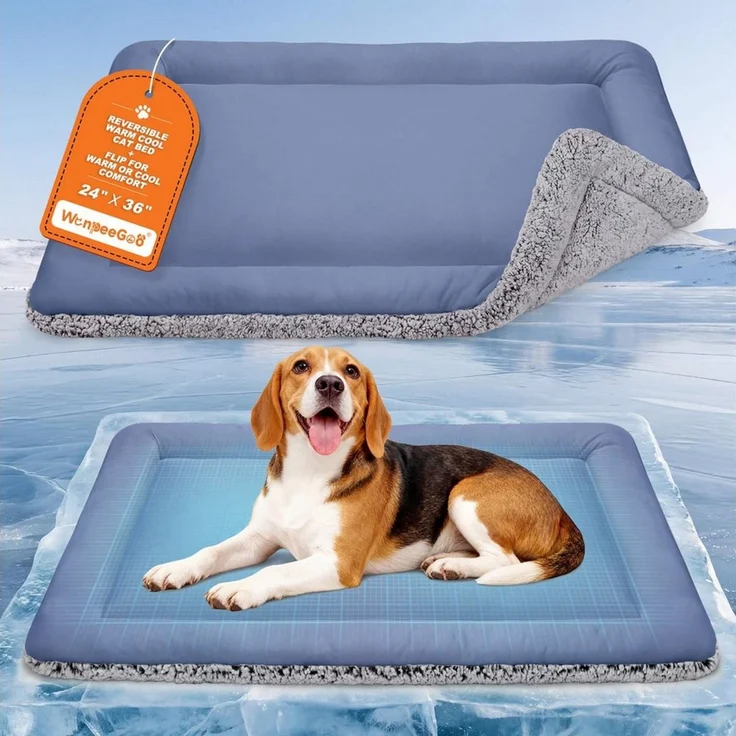 Ledander Hundematte Kühlmatte für Hunde, selbsterwärmendes Katzenbett, wendbares Design, Warm im Winter und kühl im Sommer, Thermo / Hundekissen / kühlend, 103x73 cm – Bild 2