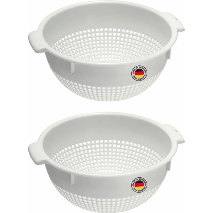 WESTMARK Seiher 2 Stk, groß, mit 2 Griffmulden und 4 Aufsatzrasten zum Waschen und, PE, spülmaschinengeeignet, Made in Germany – Bild 4