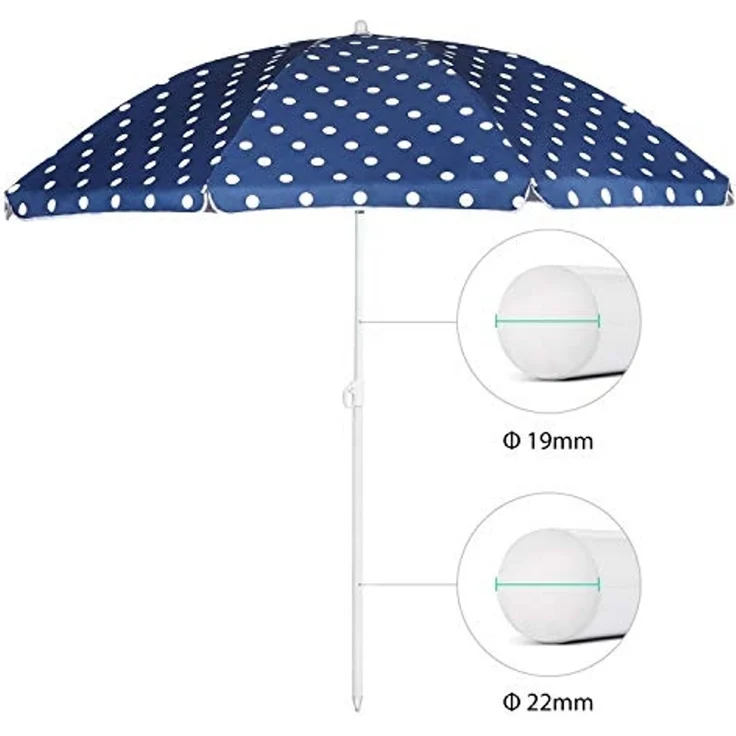 Sekey Sonnenschirm Ø 160 cm Balkonschirm Rund Strandschirm Sonnenschirm mit Schutzhülle, LxB: 160,00x160,00 cm, Neigungswinkel verstellbar, Höhe verstellbar, mit Tragetasche – Bild 2