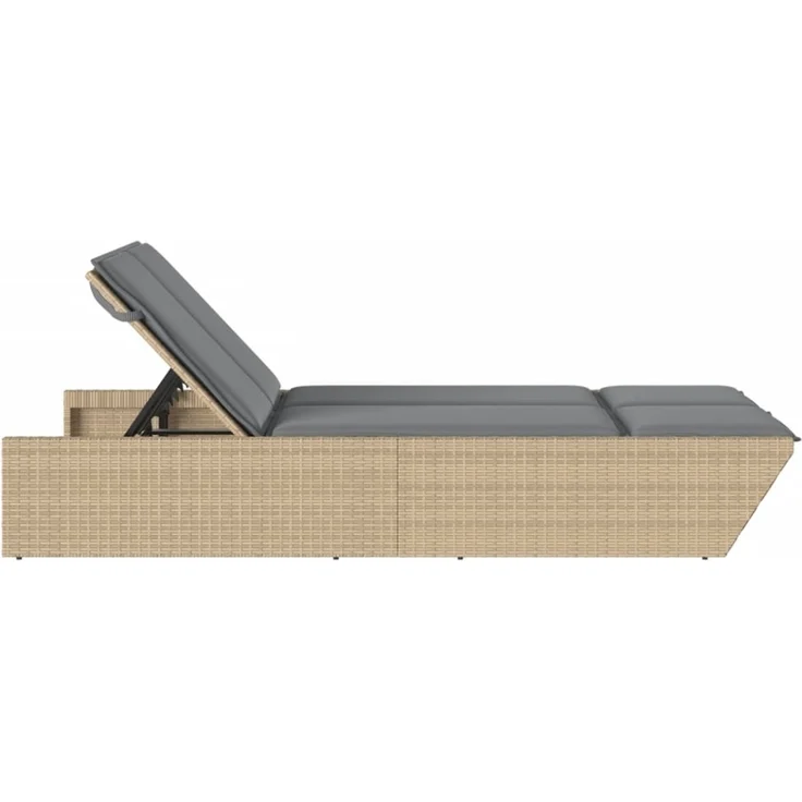 vidaXL Doppel-Sonnenliege mit Auflagen Beige Poly Rattan 368182 – Bild 10