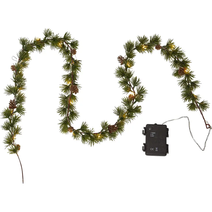 LED Tannengirlande Larix grün L 140cm Batterie + Timer