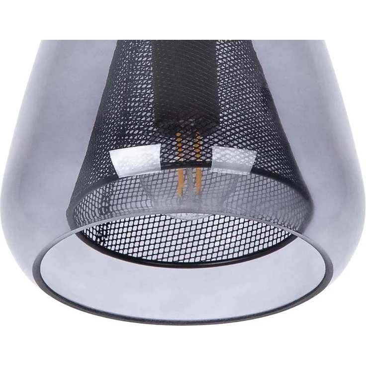 Pendelleuchte, Gitter, schwarz, Glas, E14, H 150 cm – Bild 8
