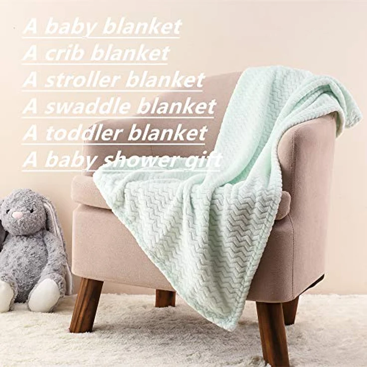 CREVENT 75X100cm Leichte, gemütliche, Flauschige, warme Fleece-Kinderwagendecke für Mädchen, Kleinkind, Kinderbett, Kinderwagen (Wave Avocado Green) – Bild 7