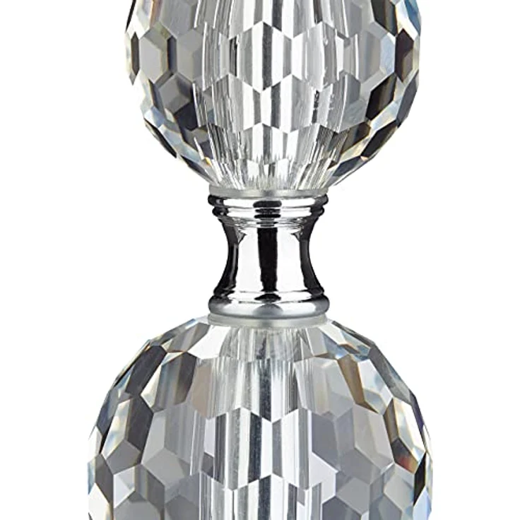 Relaxdays Nachttischlampe Kristall, Tischlampe mit Stoffschirm, 53 cm hoch, grau/silber, E27-Fassung, 40 W max. – Bild 6