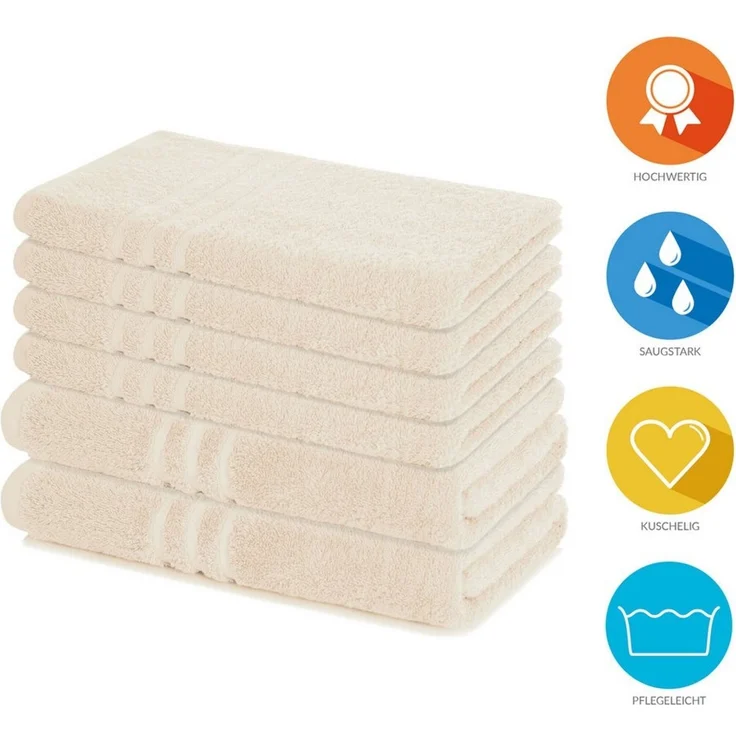 Lavea Handtuch Set Elena, Duschtücher, Handtücher, Gästetücher, Waschhandschuhe, 100% Baumwolle (Set, 6-St), Frottierserie, weich & saugstark, pflegeleicht, 500 g/m² Frottier – Bild 2