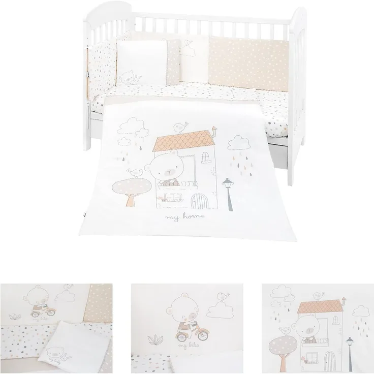Kikkaboo Babybettwäsche My Teddy 6-teilig Decke 135x95 cm Kissen 45x35 cm weiß