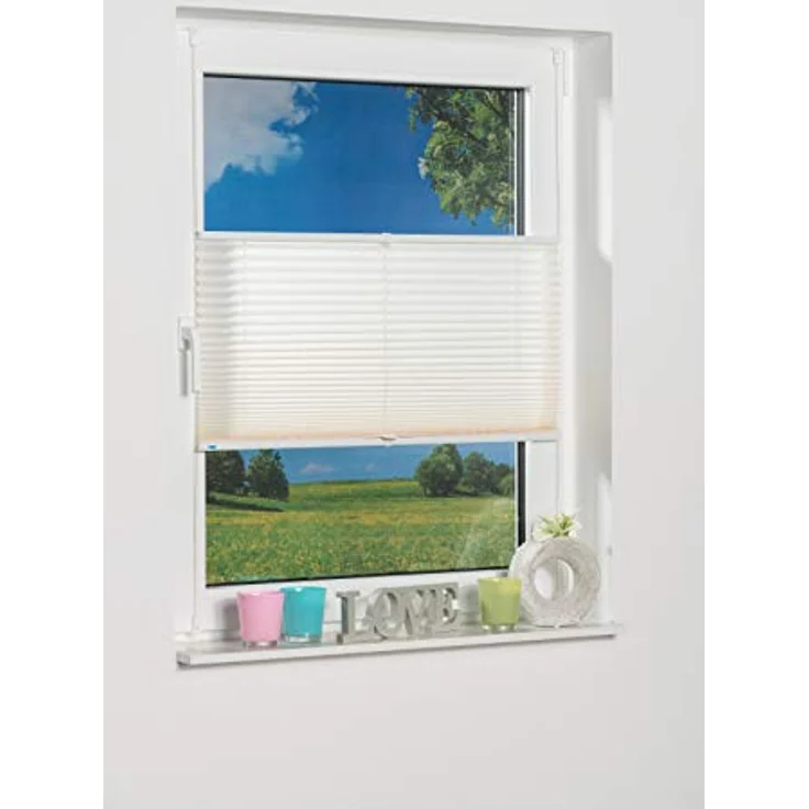 K-home Klemmfix-Plissee Palma 95x210 cm (B x L) Creme Lichtschutz +++ Moderne Crushed Optik +++ – Bild 2
