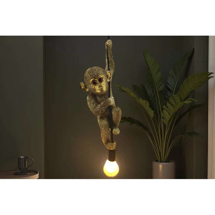 riess-ambiente Hängeleuchte MONKEY 55cm gold - Affe, Skulptur, handgefertigt, exotisch, Dschungel, keine besonderen Funktionen, ohne Leuchtmittel, Tierische Pendelleuchte - ideal für Wohnzimmer, Schlafzimmer oder Flur – Bild 5