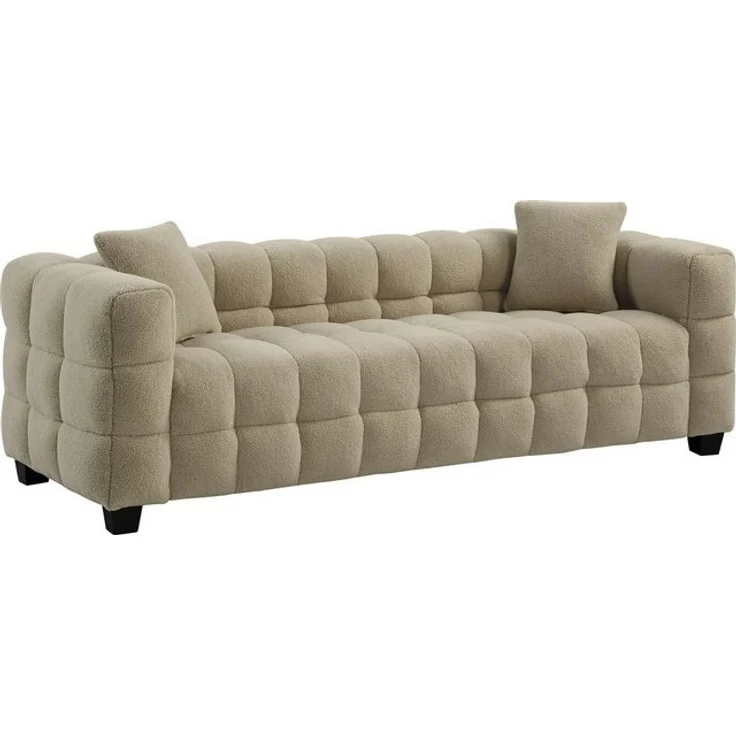 ATLANTIC home collection 3-Sitzer Stella, inkl. 2 Zierkissen und mit modernem Teddy Stoff – Bild 4