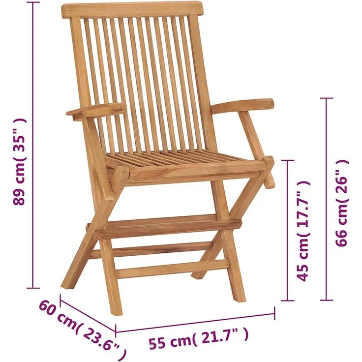 vidaXL Gartenstühle 2 Stk. Klappbar Massivholz Teak 41999 – Bild 10
