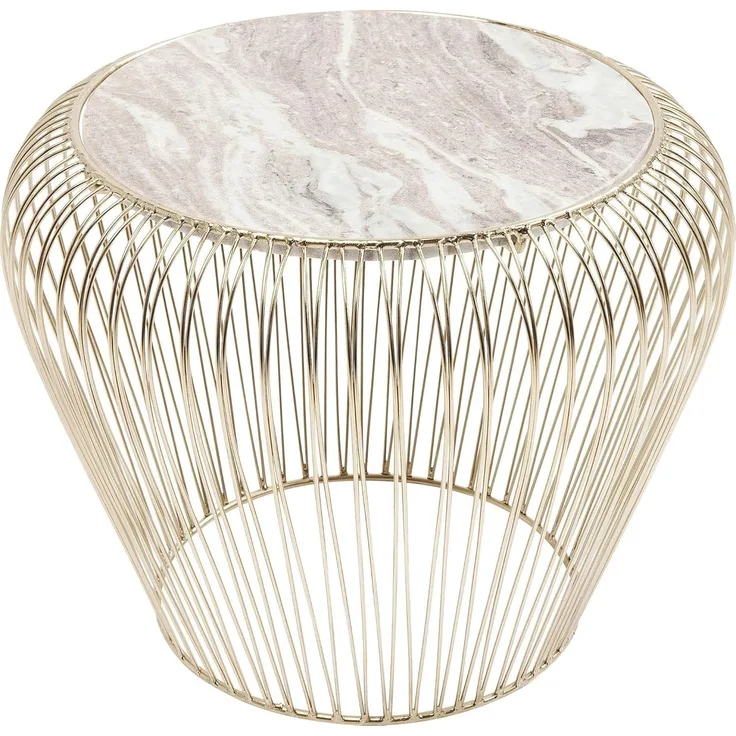 Kare Design Beistelltisch Beam Grau Marmor Messing, 43 x 35 x 43 cm