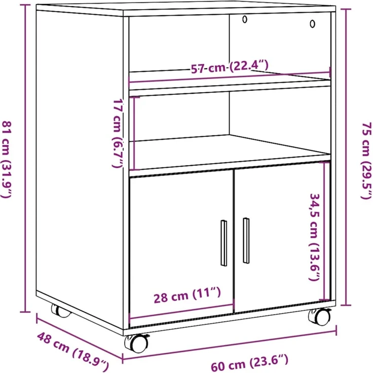 vidaXL Rollschrank Betongrau 60x48x81 cm Holzwerkstoff 853167 – Bild 9
