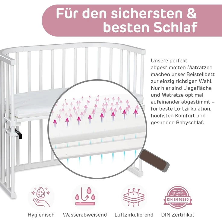 Babybay 'Original' Beistellbett Buche seidenmatt weiß – Bild 3
