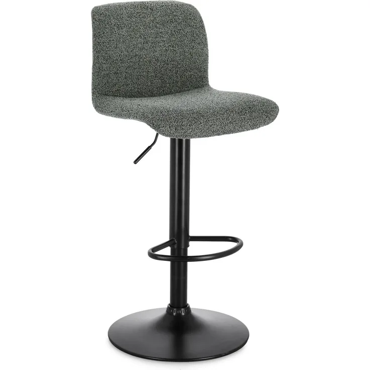 Barhocker Rafael 2er-Set, Stoff gepolstert, modern höhenverstellbar, Dunkelgrün Schwarz
