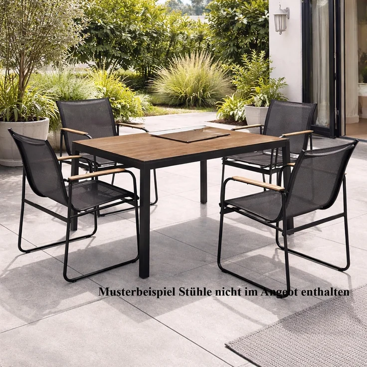 Gartentisch Esstisch Outdoor Tisch Holzoptik Gartenmöbel 150x80 cm – Bild 3