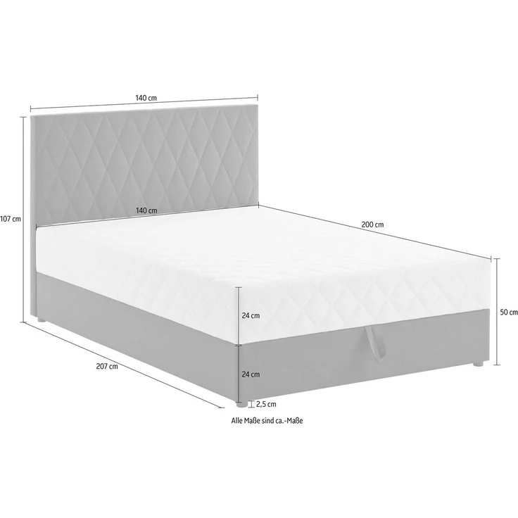 Atlantic Home Collection Stauraumbett Benita, mit Taschenfederkern 140x200 cm Anthrazit – Bild 3