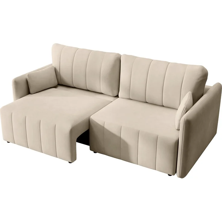 Selsey 'Louisos ' 3-Sitzer Schlafsofa in Samt mit schwarzen Beinen, Creme – Bild 8