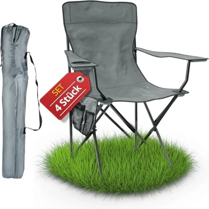 Stagecaptain Campingstuhl "Chiller" Campingsessel mit Getränkehalter in der Armlehne (4 St), Gartenstuhl faltbar, Anglersessel, Faltstuhl, Strandstuhl inkl. Tasche – Bild 1