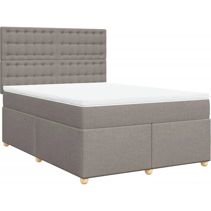 vidaXL Boxspringbett mit Matratze Taupe 160x200 cm Stoff 3293649 – Bild 3
