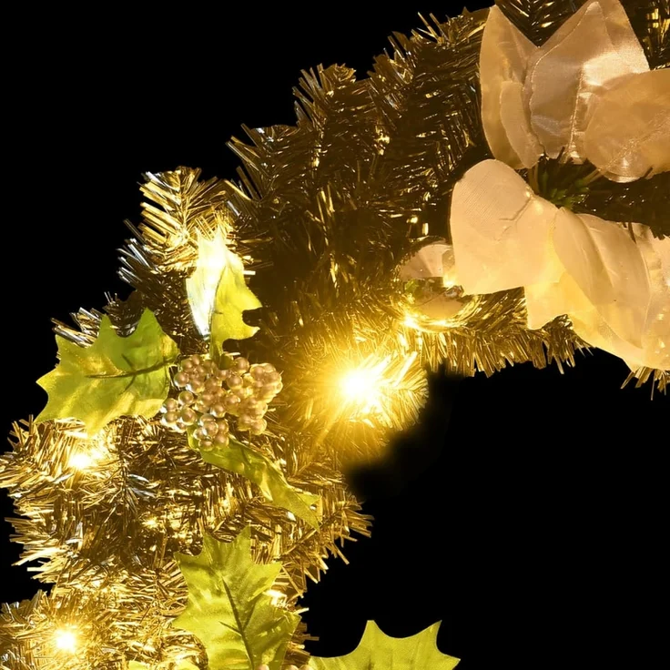 vidaXL Weihnachtskranz mit LED Schwarz 60 cm PVC 321518 – Bild 5