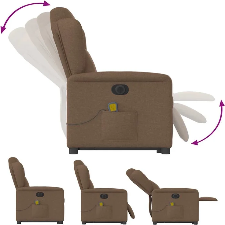 vidaXL Elektrischer Massagesessel mit Aufstehhilfe Braun Stoff 3303168 – Bild 9