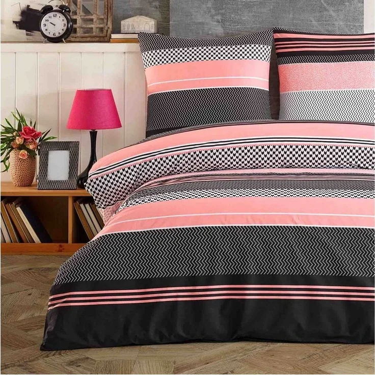 Buymax Bettwäsche, Renforcé, 3 teilig, Bettbezug-Set 200x200 cm 100% Baumwolle mit Reißverschluss, Streifen – Bild 5