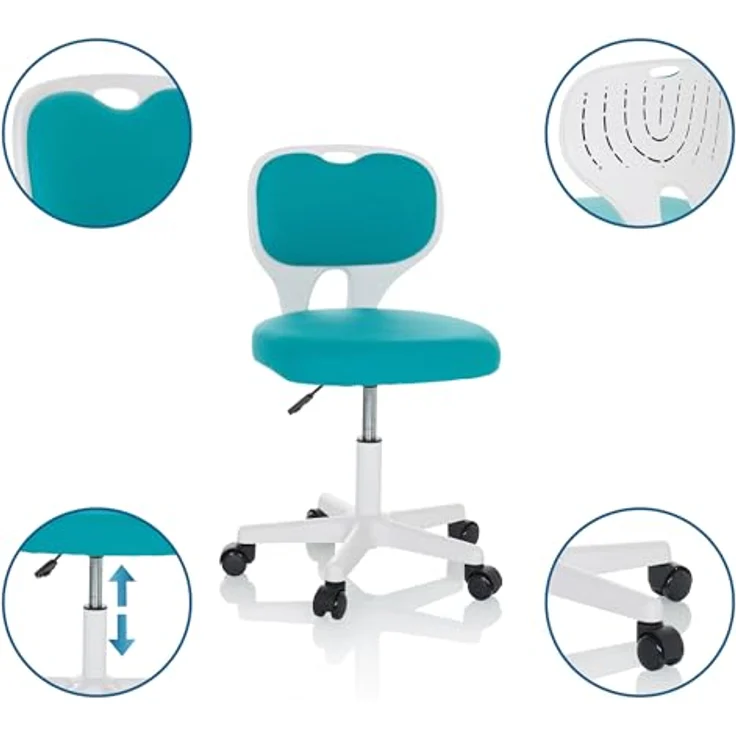 hjh OFFICE Kinder Schreibtischstuhl KIDDY TOP W Kinderbürostuhl Stoff Drehstuhl, mitwachsend, Blau, 736426 – Bild 5