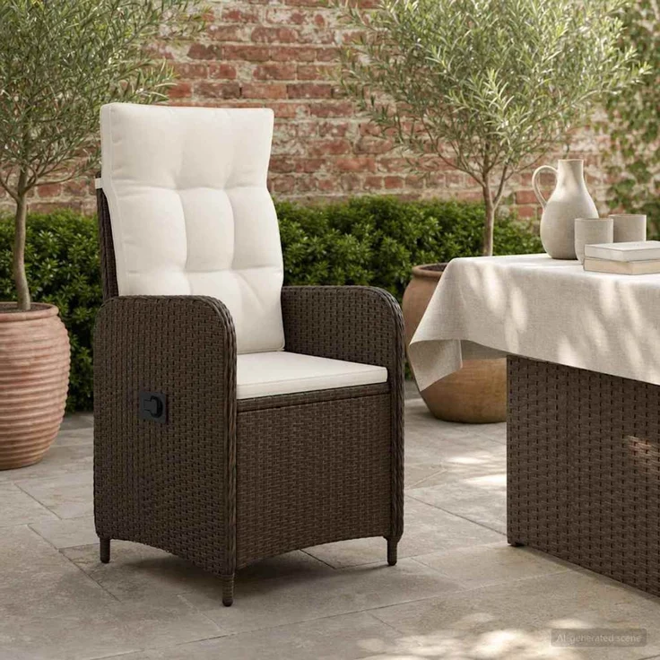 vidaXL Verstellbarer Gartenstuhl Braun und Creme Weiß 42027152 – Bild 3