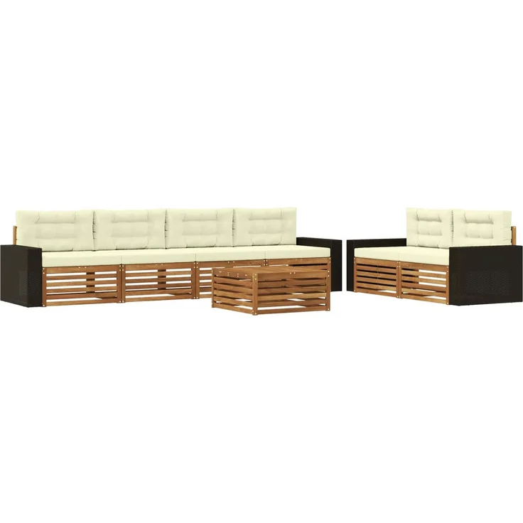 vidaXL Outdoor-Sofagarnitur 7 stk. 6-Sitzer Natur und Creme 3383063 – Bild 2