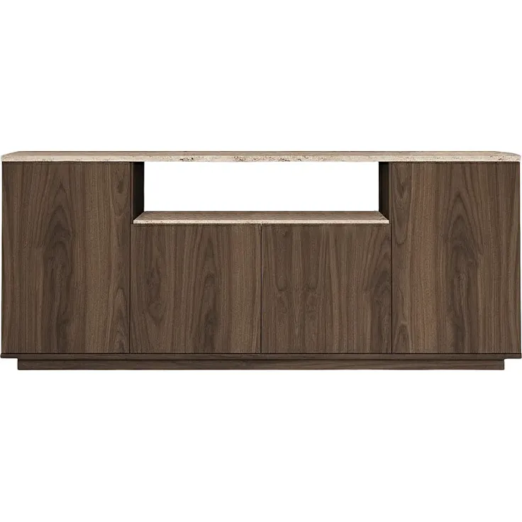 Vente-unique - LOTULA Sideboard Holz, Platte BraunBeige - B 44,5 cm x H 75 cm x L 180 cm – Bild 2