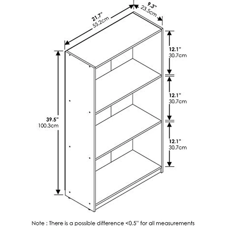 Furinno Basic 3-stufiges Bücherregal mit Aufbewahrungsregalen, Bernsteinkiefer – Bild 4