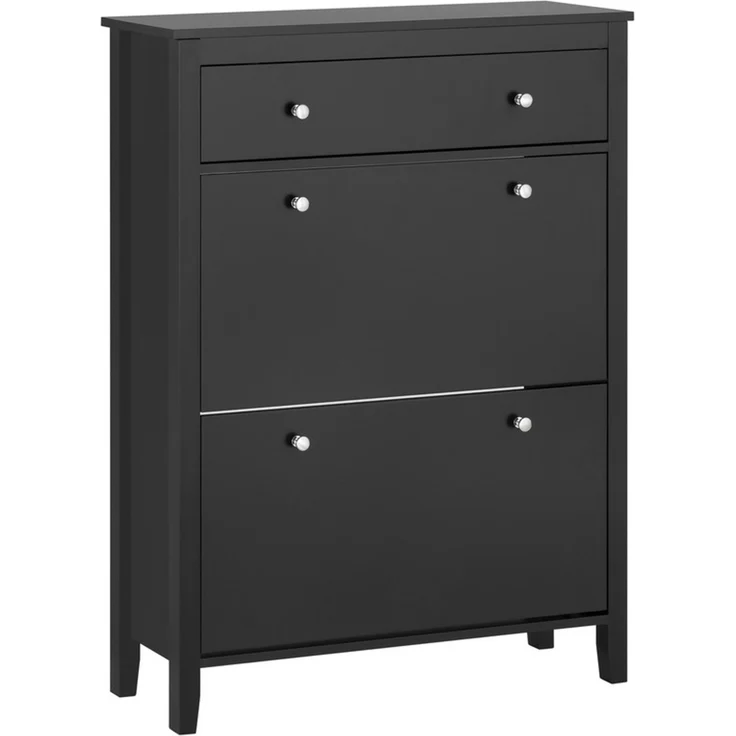 SoBuy FSR89-SCH Schuhschrank, MDF, Lackiert, Schwarz, 78 x 108 x 25 cm – Bild 1
