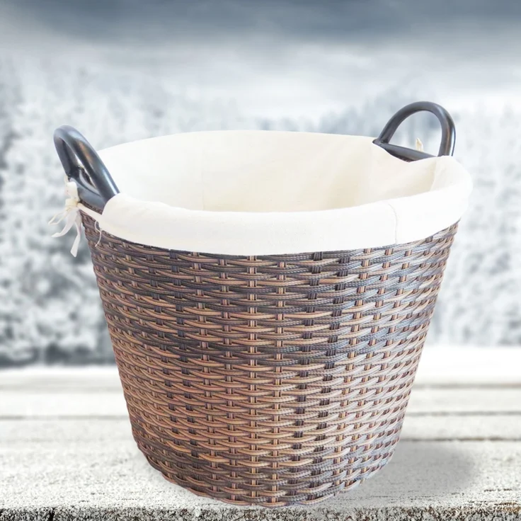 HABAU Holzkorb mit Stoffeinsatz, 42 cm, Braun, aus Polyethylen, mit Metallrahmen – Bild 3