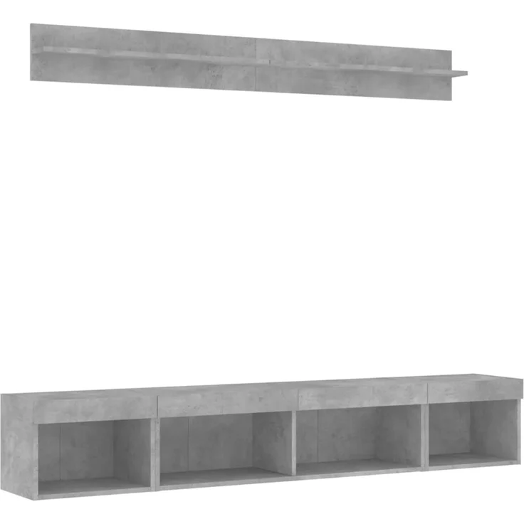 vidaXL 5-tlg. Wohnwand mit LED-Beleuchtung Betongrau Holzwerkstoff 3216685 – Bild 4