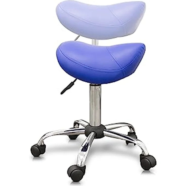 QUIRUMED Pony-Hocker, ergonomisch, mit Stahlgestell, grüne Farbe, Kunstlederpolsterung, höhenverstellbar, gepolsterter Sitz, drehbare Räder, bis 150 kg – Bild 4